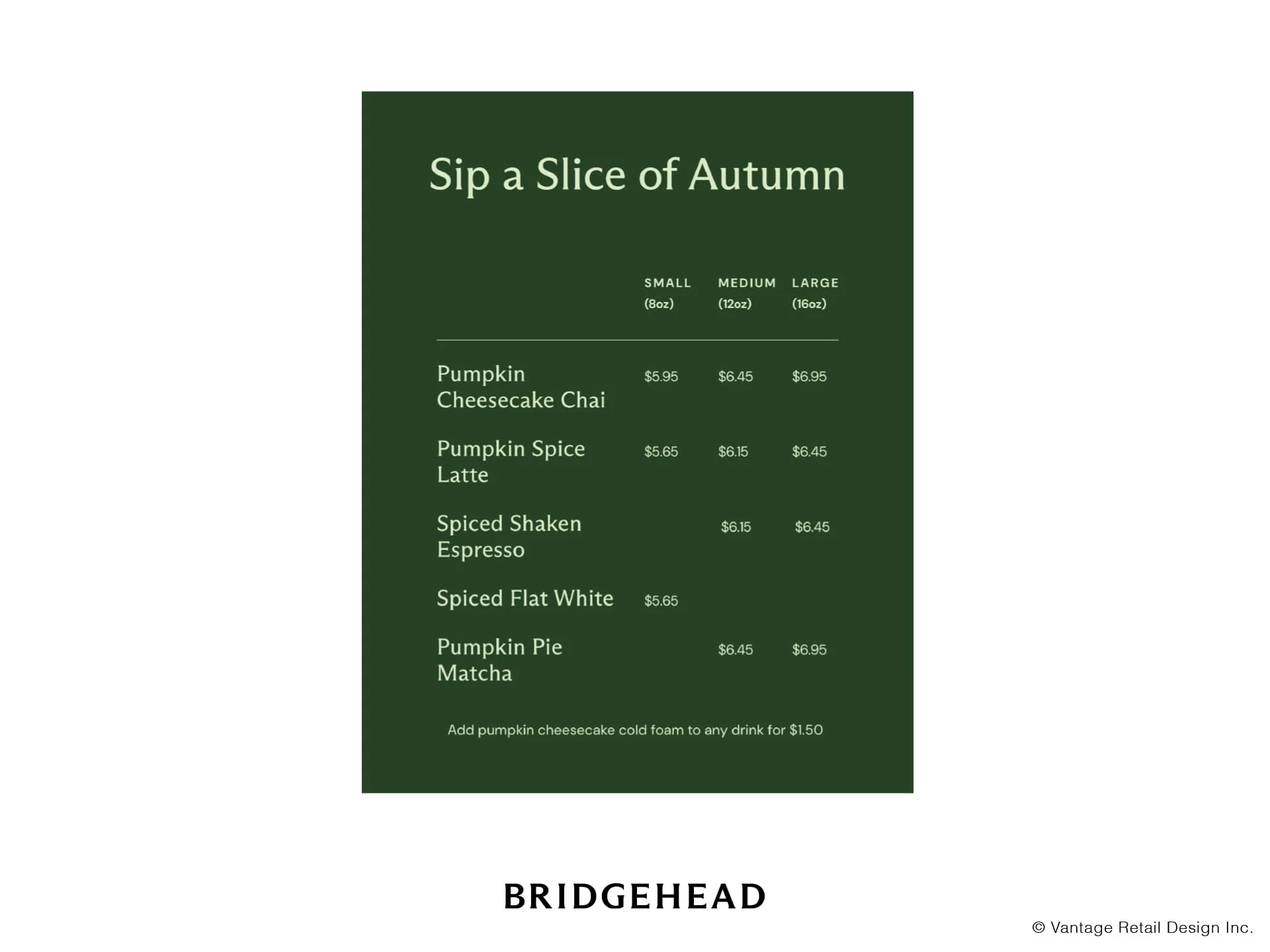 Bridgehead Fall Menu Poster